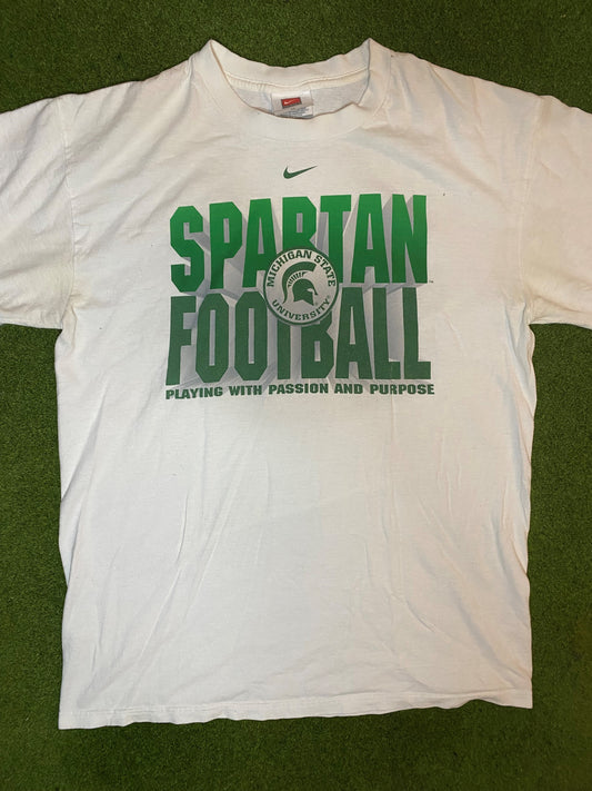 00s Michigan State Spartans - Nike - Vintage College Football T-Shirt (Medium)