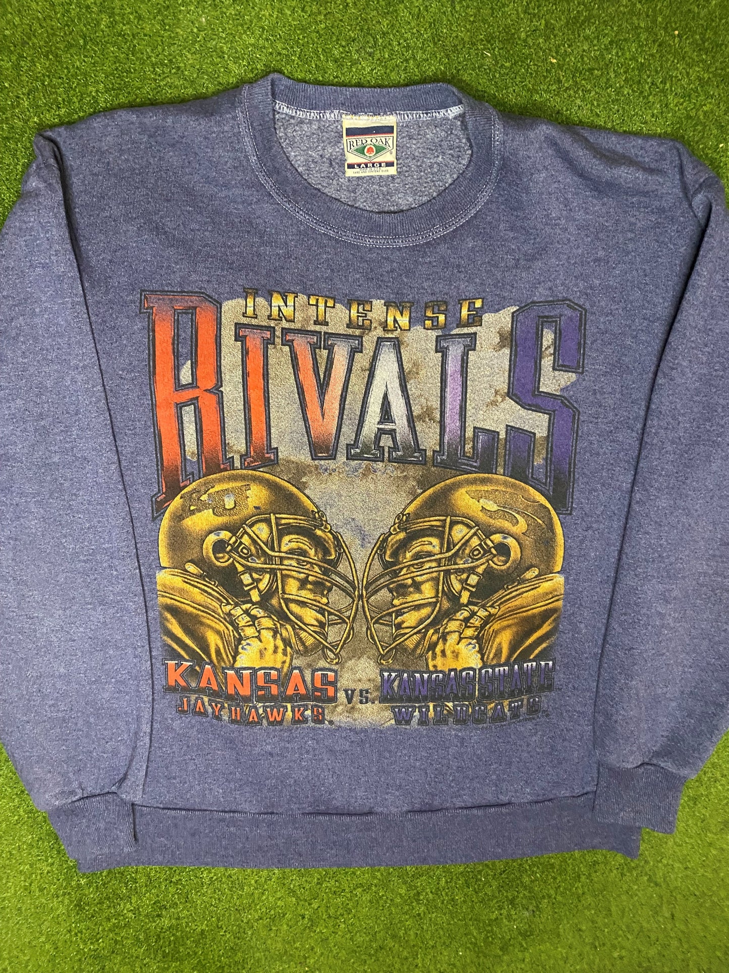 00s Rivals - Kansas Jayhawks Vs. Kansas State Wildcats - Vintage College T-Shirt (Large) - Gametime Vintage