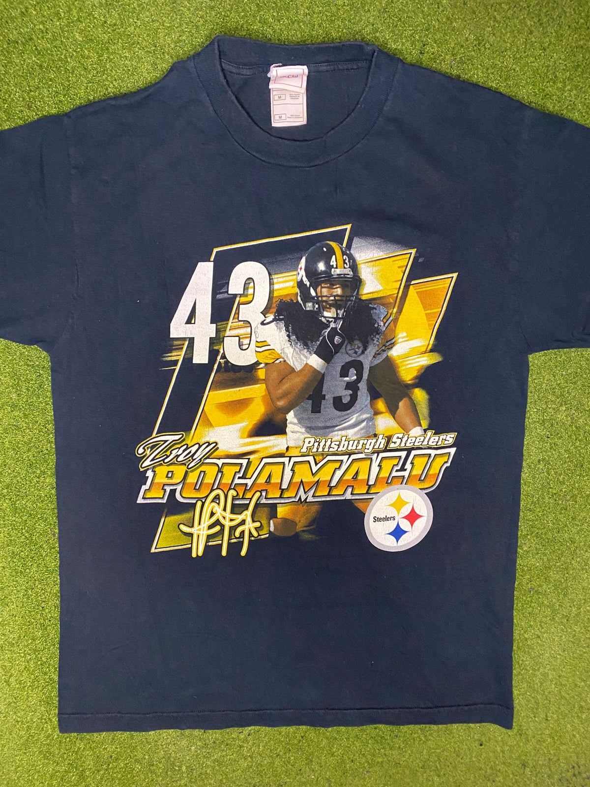 00s Pittsburgh Steelers - Troy Polamalu - Vintage NFL Player T Shirt (Medium) - Gametime Vintage