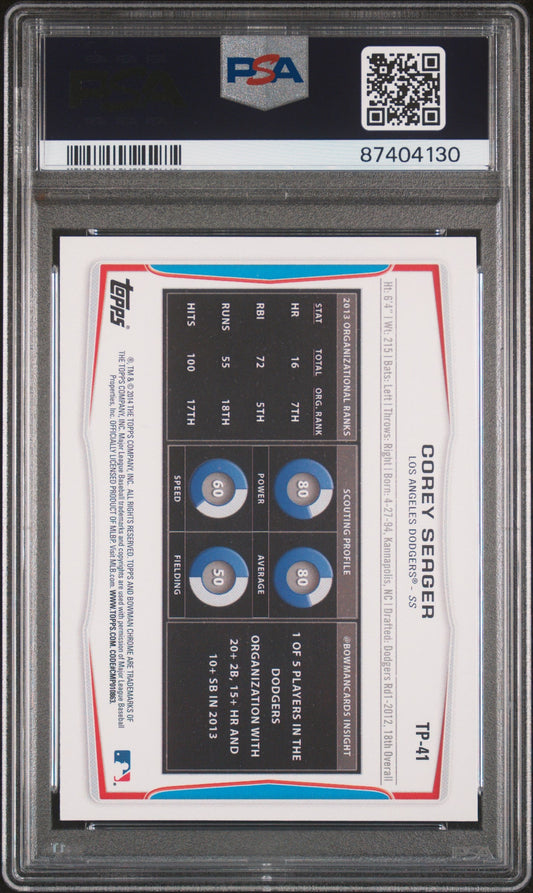 Graded 2014 Topps Bowman Draft Picks Corey Seager #TP41 Top Prospects Rookie RC Baseball Card PSA 10 Gem Mint