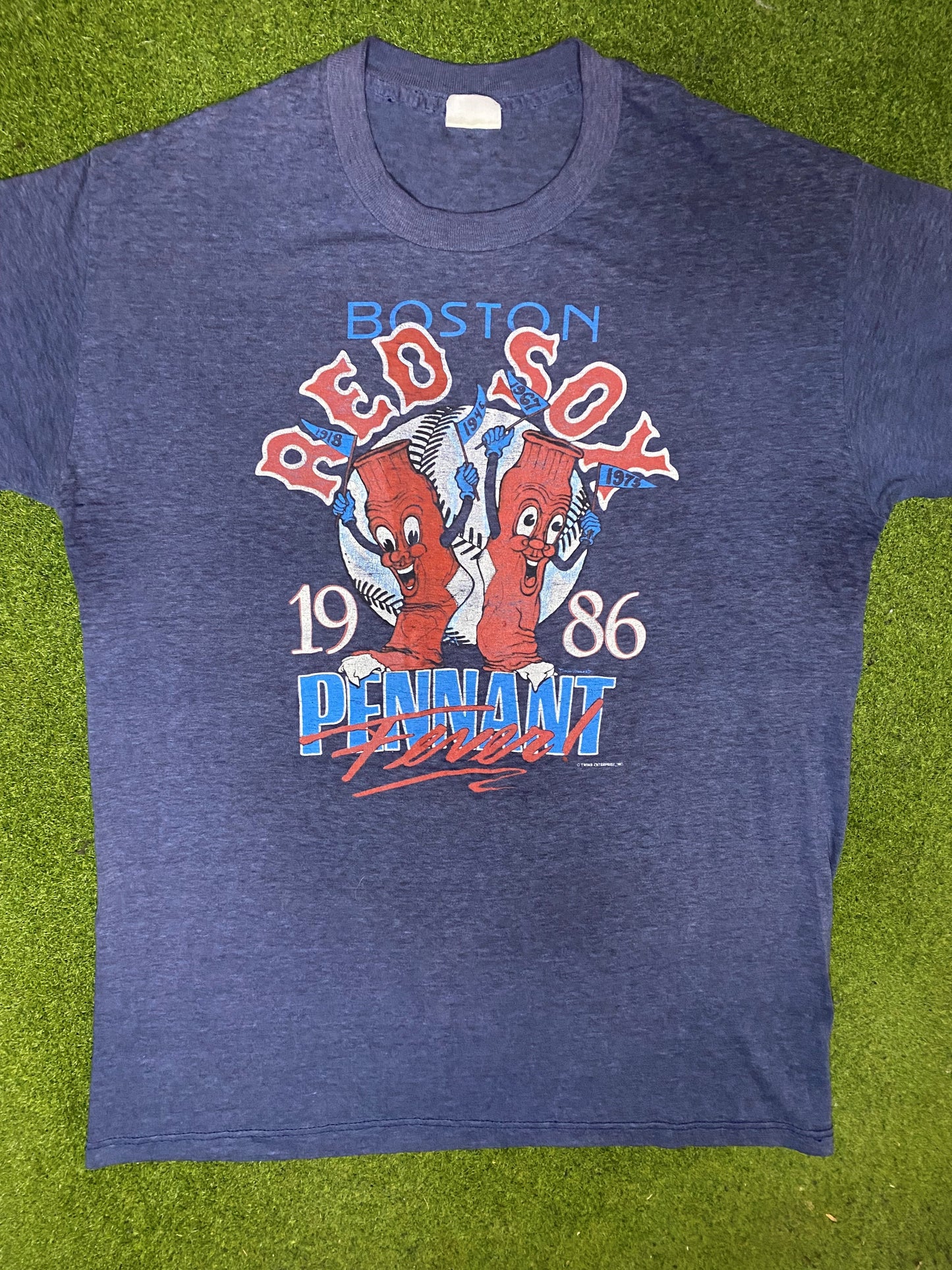 1986 Boston Red Sox - Pennant Fever - Vintage MLB T-Shirt (Large) - Gametime Vintage