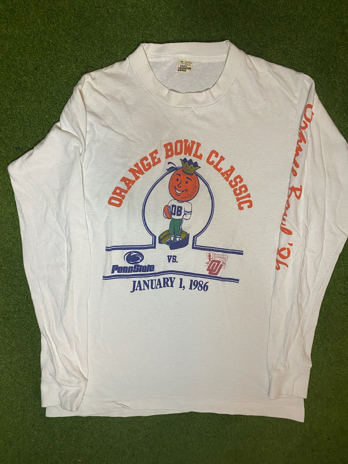 1986 Orange Bowl - Penn State vs Oklahoma - Vintage College Football Long Sleeve (Medium) - Gametime Vintage