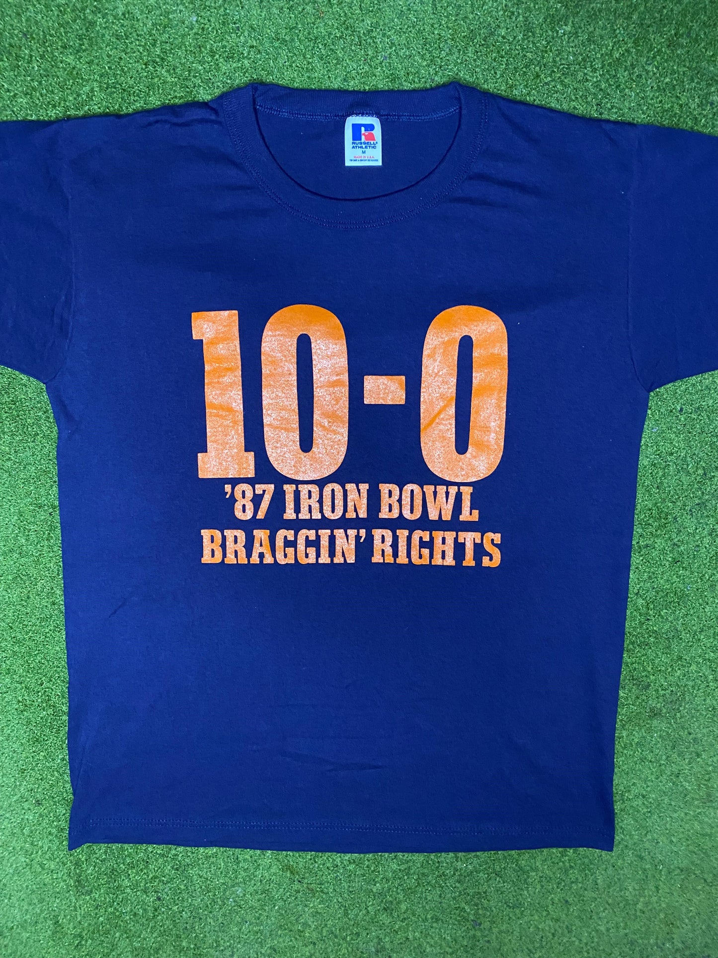 1987 Auburn Tigers - Iron Bowl Braggin' Rights - Vintage College T-Shirt (Medium) - Gametime Vintage