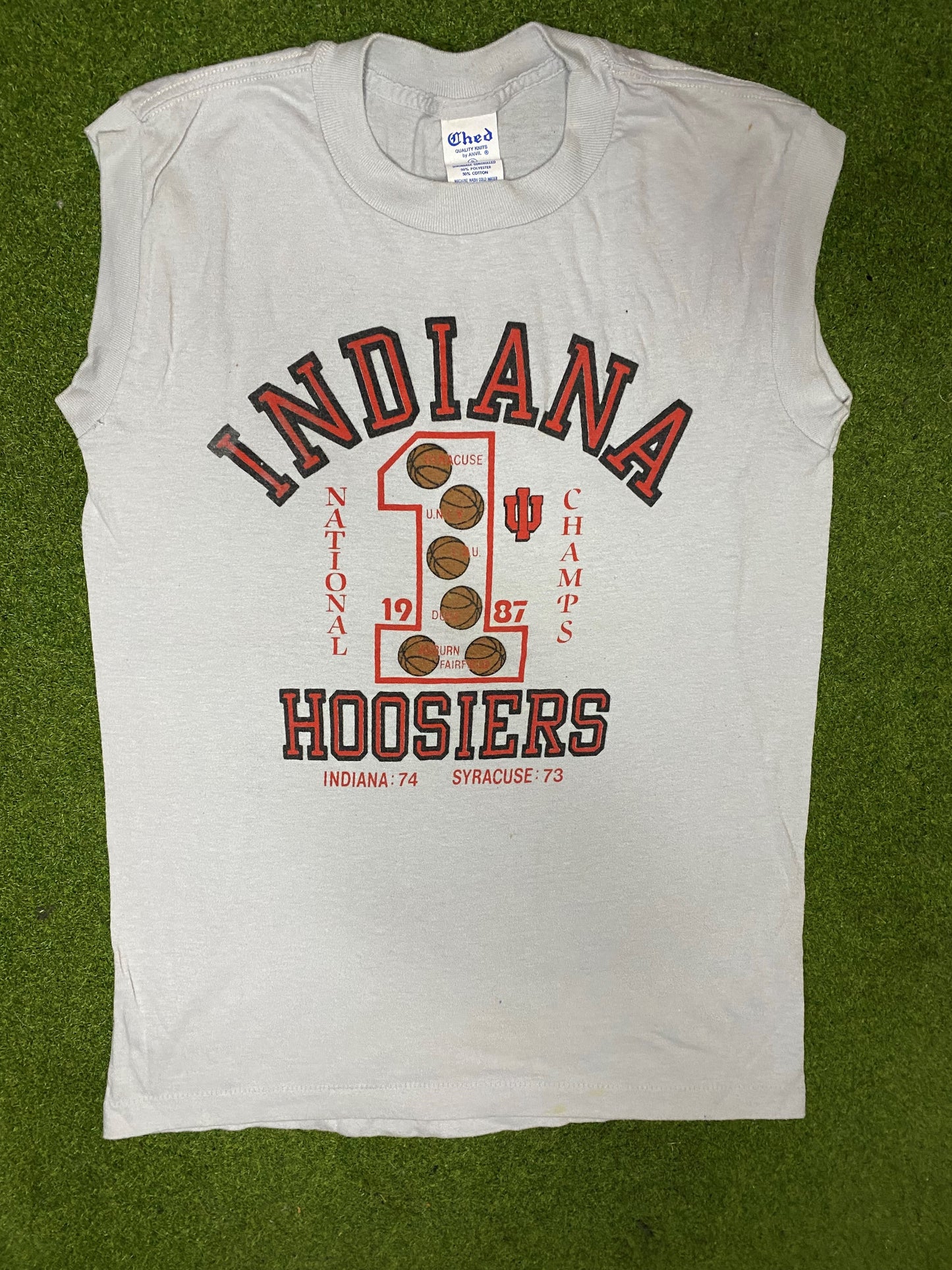 1987 Indiana Hoosiers - National Champions - Vintage College Tank (Small) - Gametime Vintage