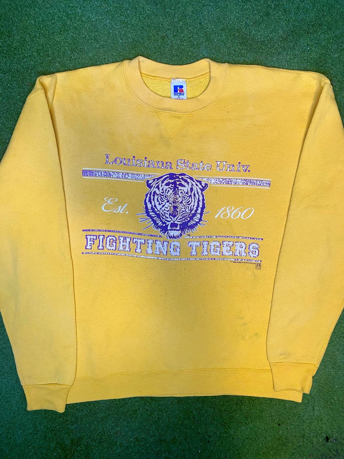 1988年LSU老虎队 - 复古大学圆领运动衫 (XL)