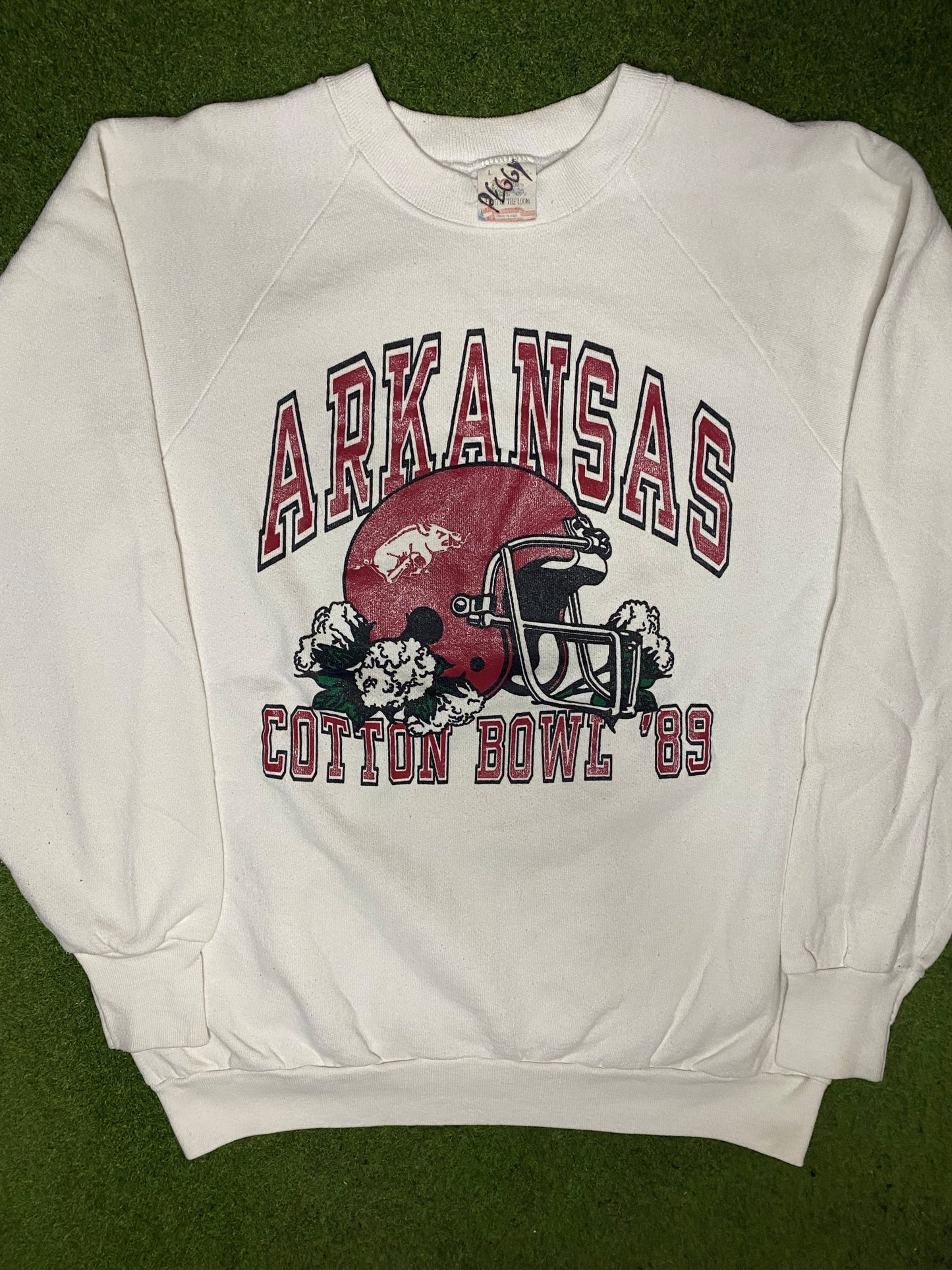 1989 Arkansas Razorbacks - Cotton Bowl - Vintage College Sweatshirt (Large) - Gametime Vintage