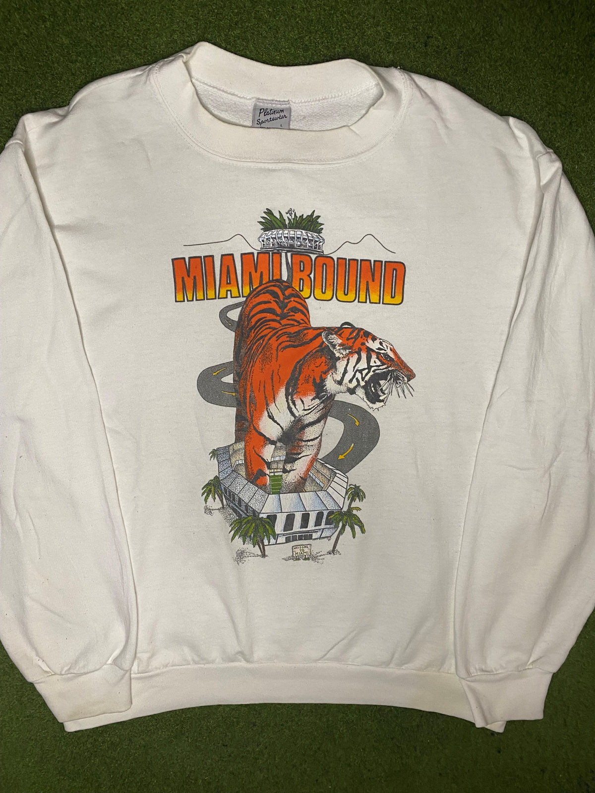 1989 Cincinnati Bengals - Miami Bound - Vintage NFL Sweatshirt (Large) - Gametime Vintage