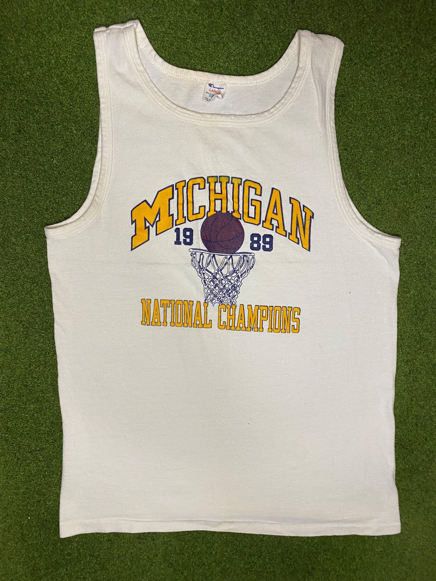 1989 Michigan Wolverines - Vintage College Basketball Tank (Large) - Gametime Vintage