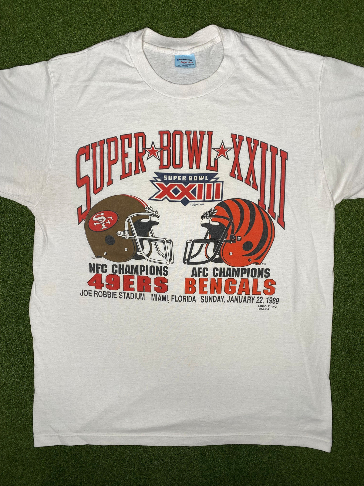 1989年超级碗XXIII - 49人队对猛虎队 - 复古NFL T恤 (XL)