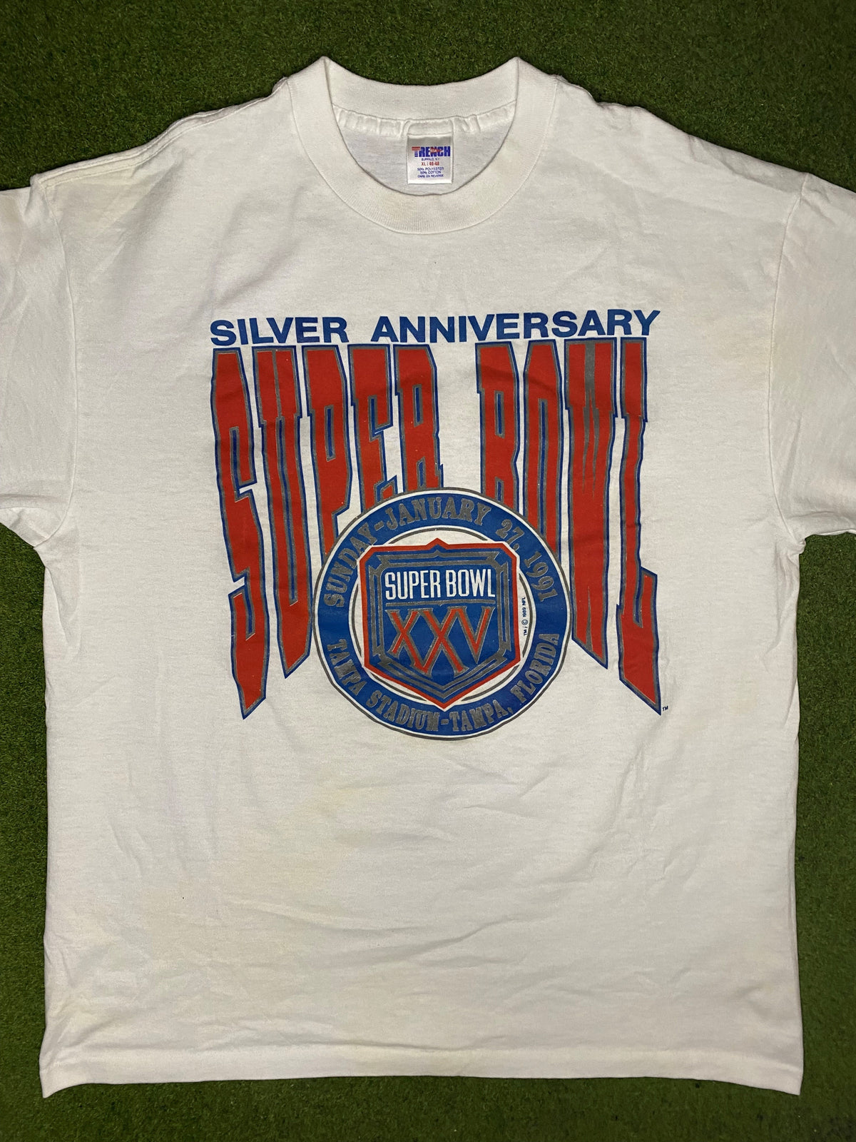 1989 Super Bowl XXV - Silver Anniversary - Vintage NFL T Shirt (XL) - Gametime Vintage