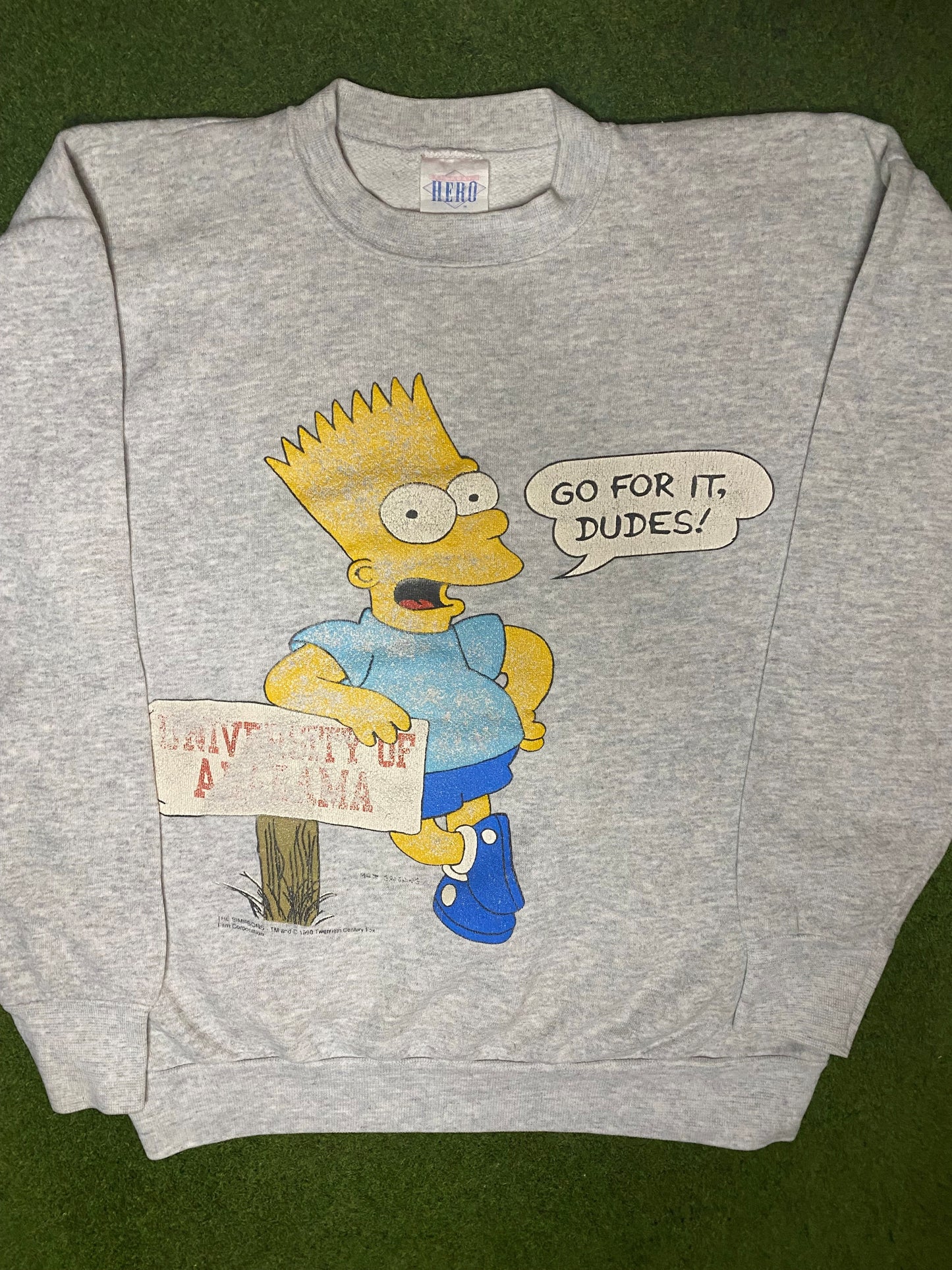 1990 Alabama Crimson Tide - Bart Simpson - Vintage College Sweatshirt (Large) - Gametime Vintage