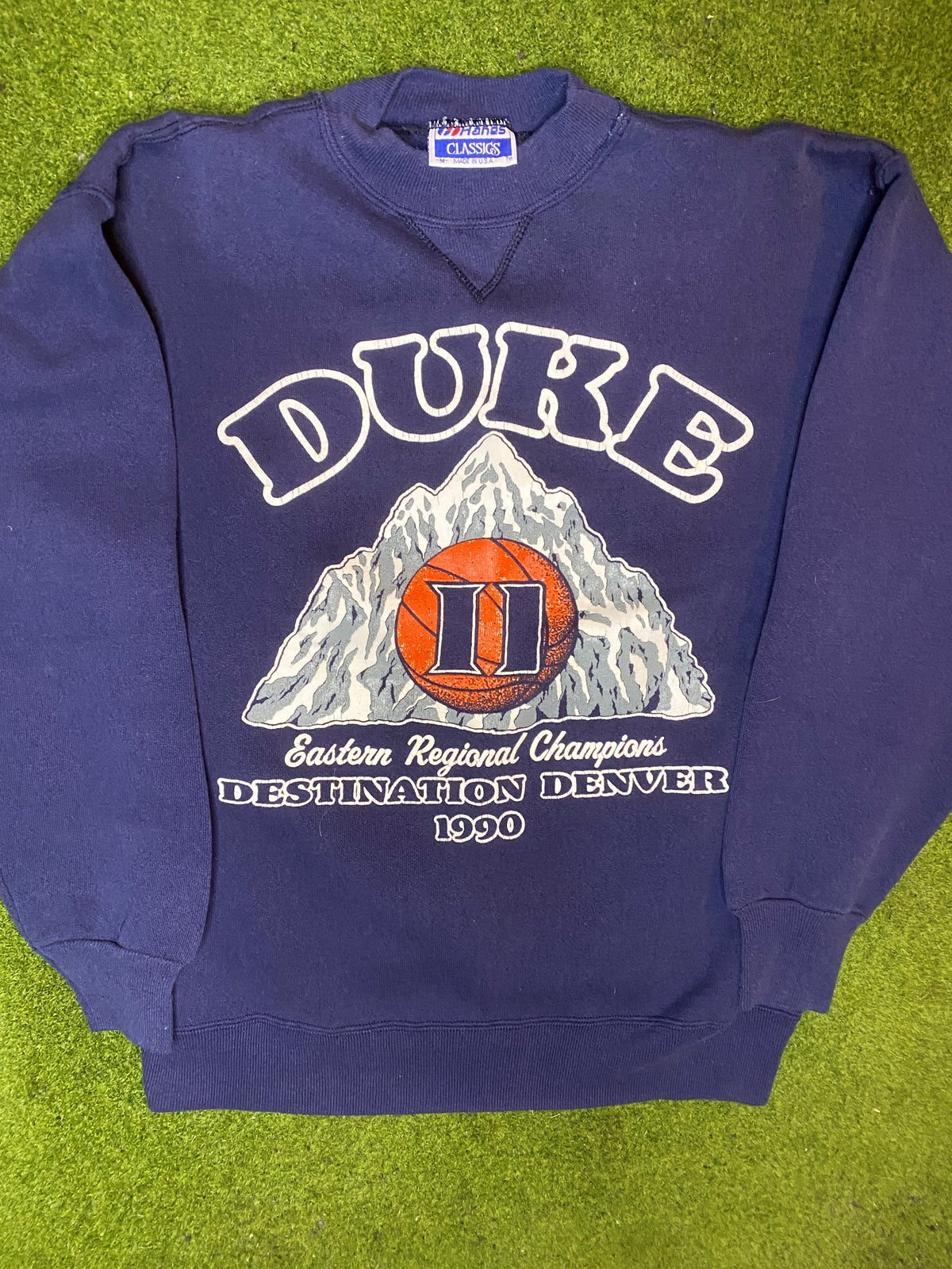 1990 Duke Blue Devils - Final Four Denver - Vintage College Basketball Sweatshirt (Medium) - Gametime Vintage