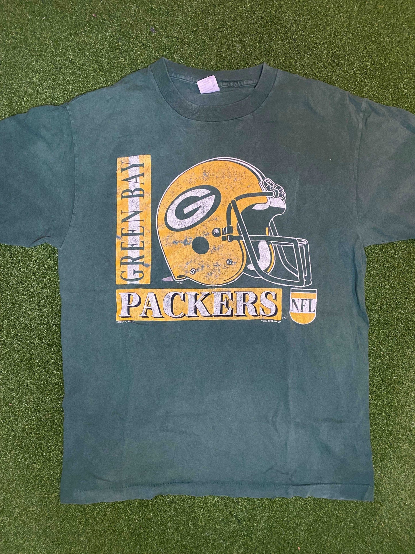 1990 Green Bay Packers - Big Logo - Vintage NFL Tee Shirt (Large) - Gametime Vintage