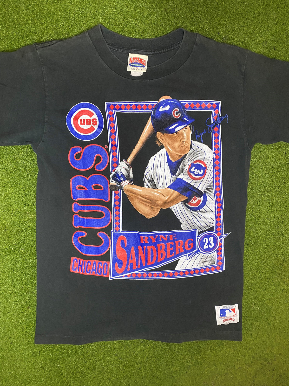 1990 Chicago Cubs - Ryne Sandberg - Double Sided - Vintage MLB Player T-Shirt (Medium) - Gametime Vintage