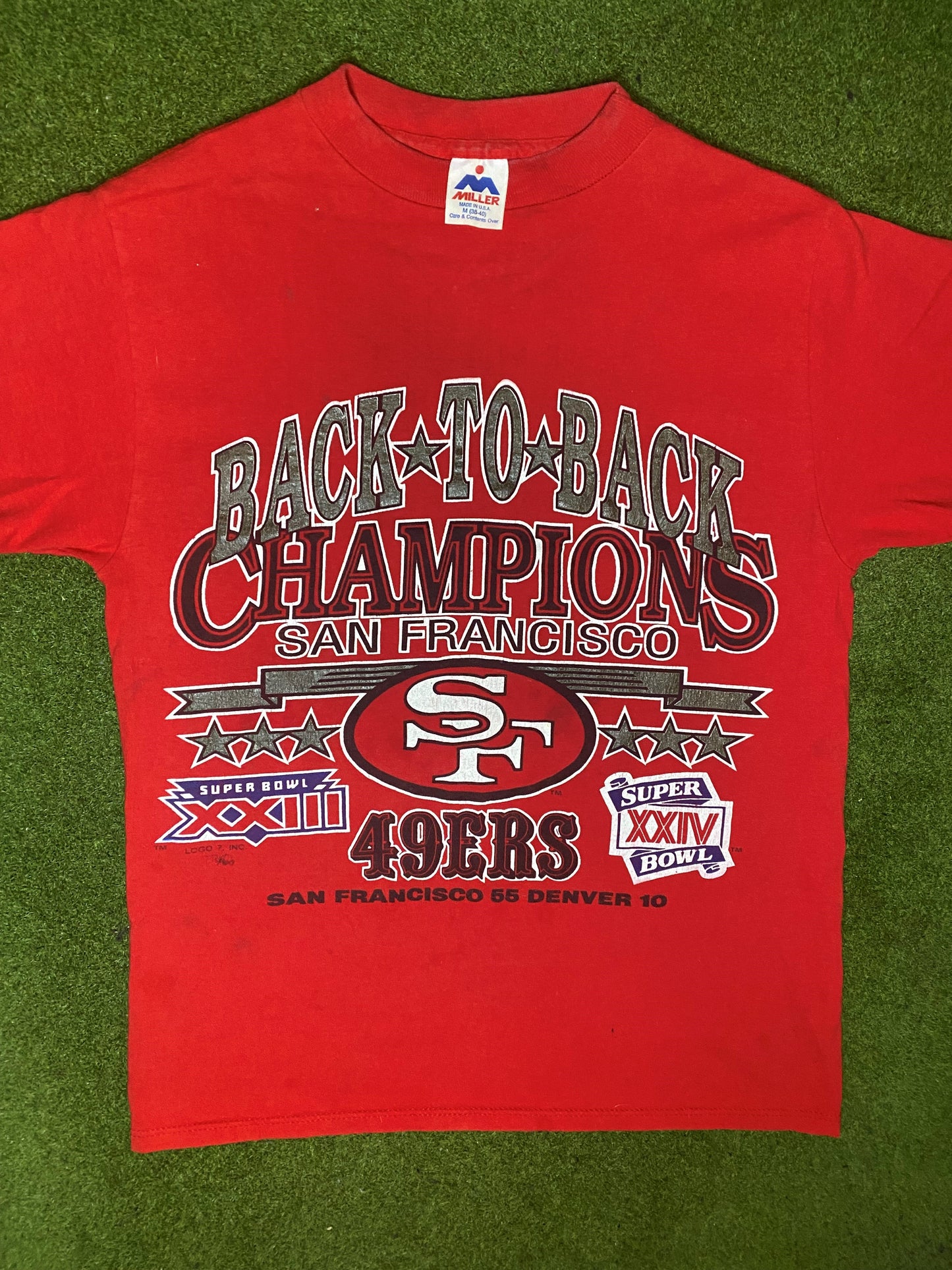 1990 San Francisco - Back To Back Champions - Vintage NFL T-Shirt (Medium) - Gametime Vintage