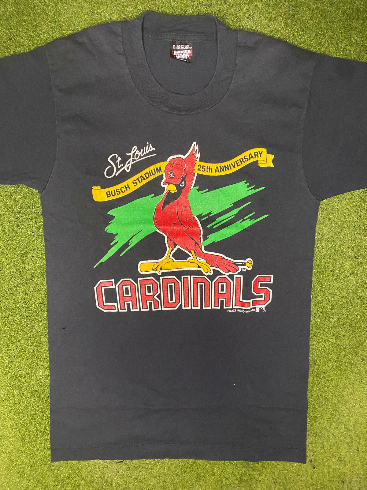 1990 St. Louis Cardinals - Busch Stadium 25th Anniversary - Vintage MLB T Shirt (Small) - Gametime Vintage