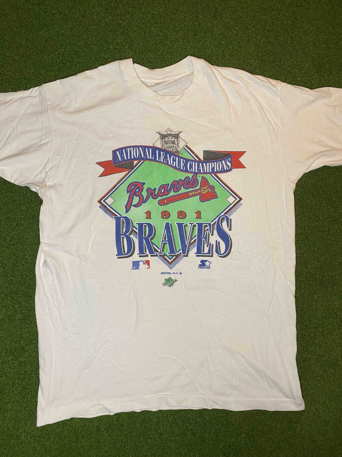 1991 Atlanta Braves - NL Champs - Vintage MLB Tee Shirt (XL) - Gametime Vintage