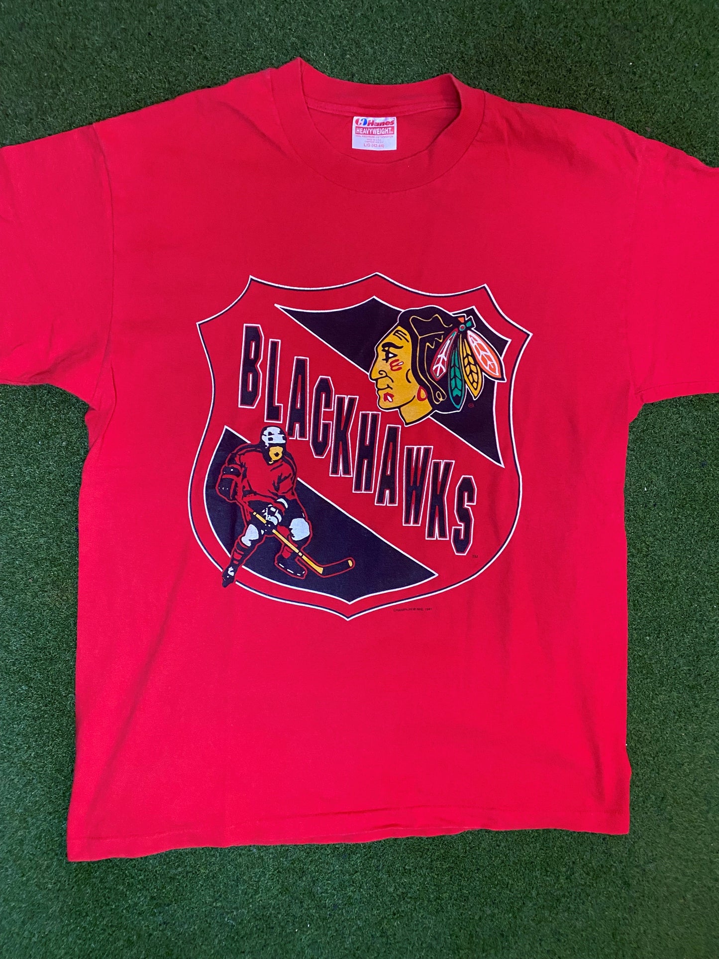 1991 Chicago Blackhawks - Vintage NHL T-Shirt (Large) - Gametime Vintage