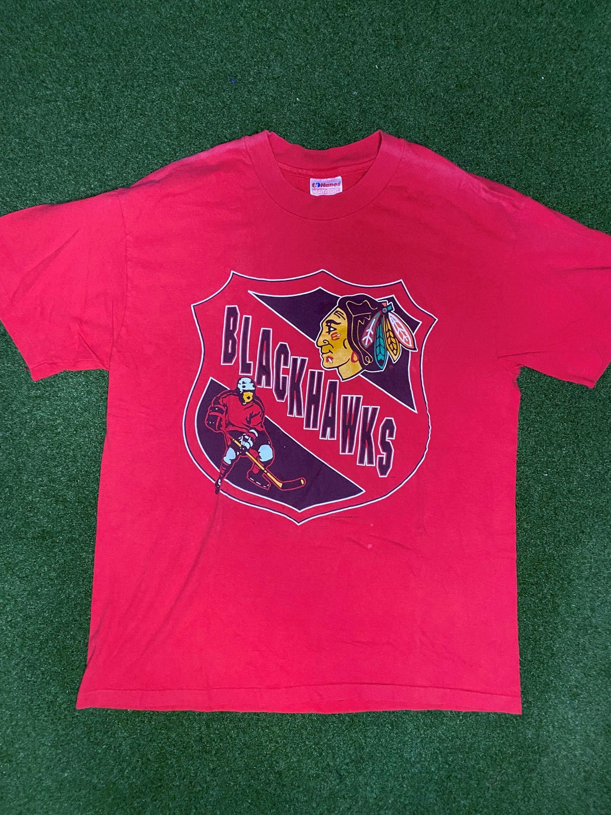 1991 Chicago Blackhawks - Vintage NHL Tee Shirt (Large) - Gametime Vintage