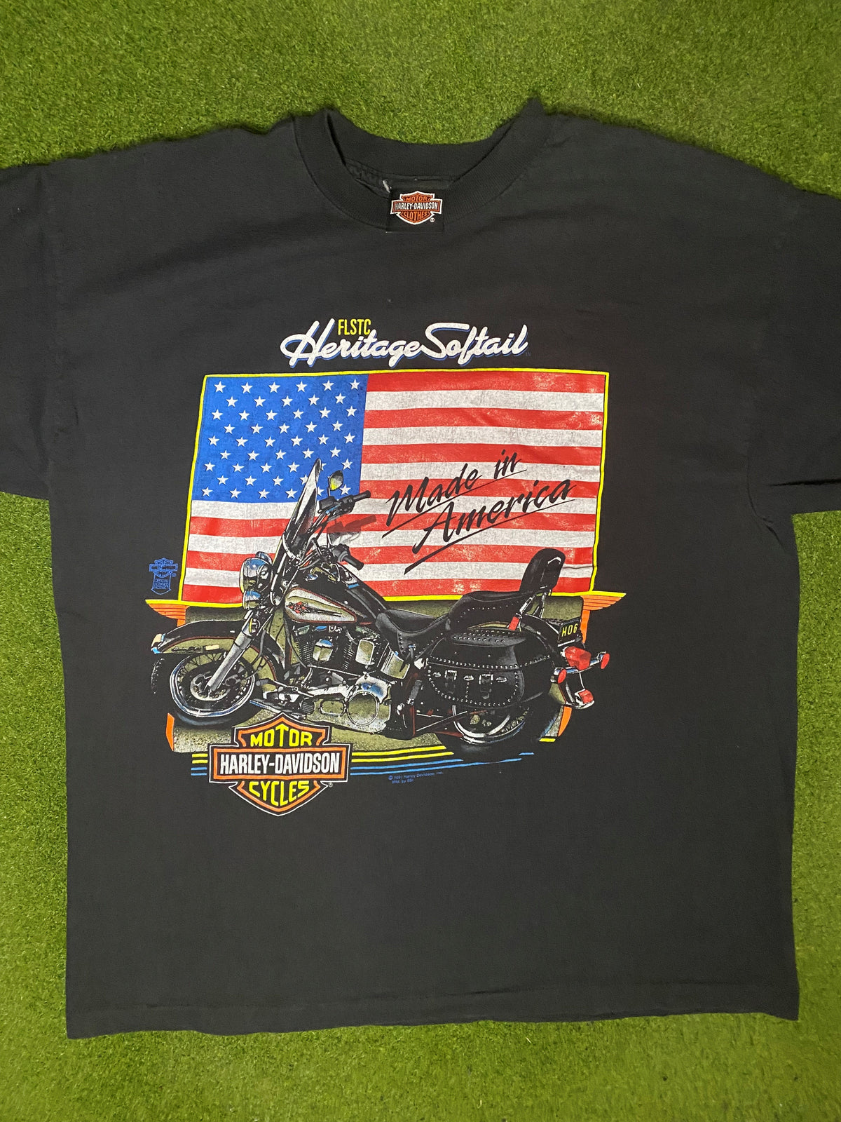 1991 Harley Davidson - Made In America - Vintage Harley T Shirt (XL) - Gametime Vintage