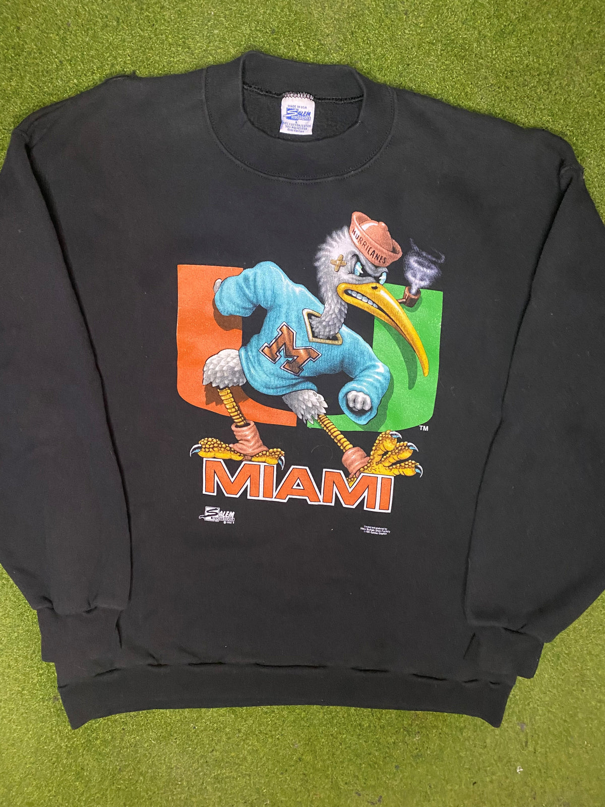 1991 Miami Hurricanes - Vintage College Sweatshirt (Large) - Gametime Vintage