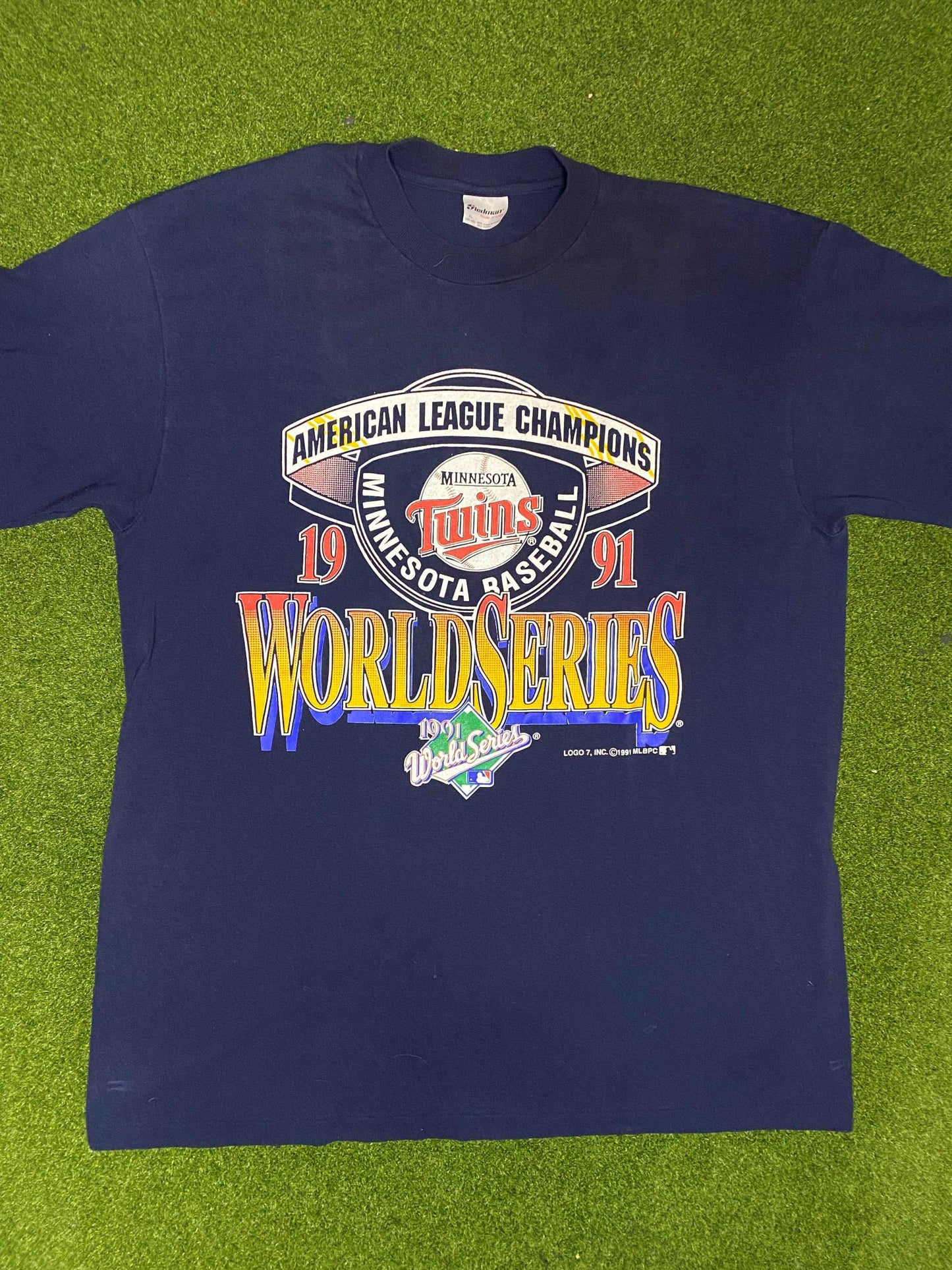 1991 Minnesota Twins - AL Champs - Vintage MLB Tee Shirt (XL) - Gametime Vintage