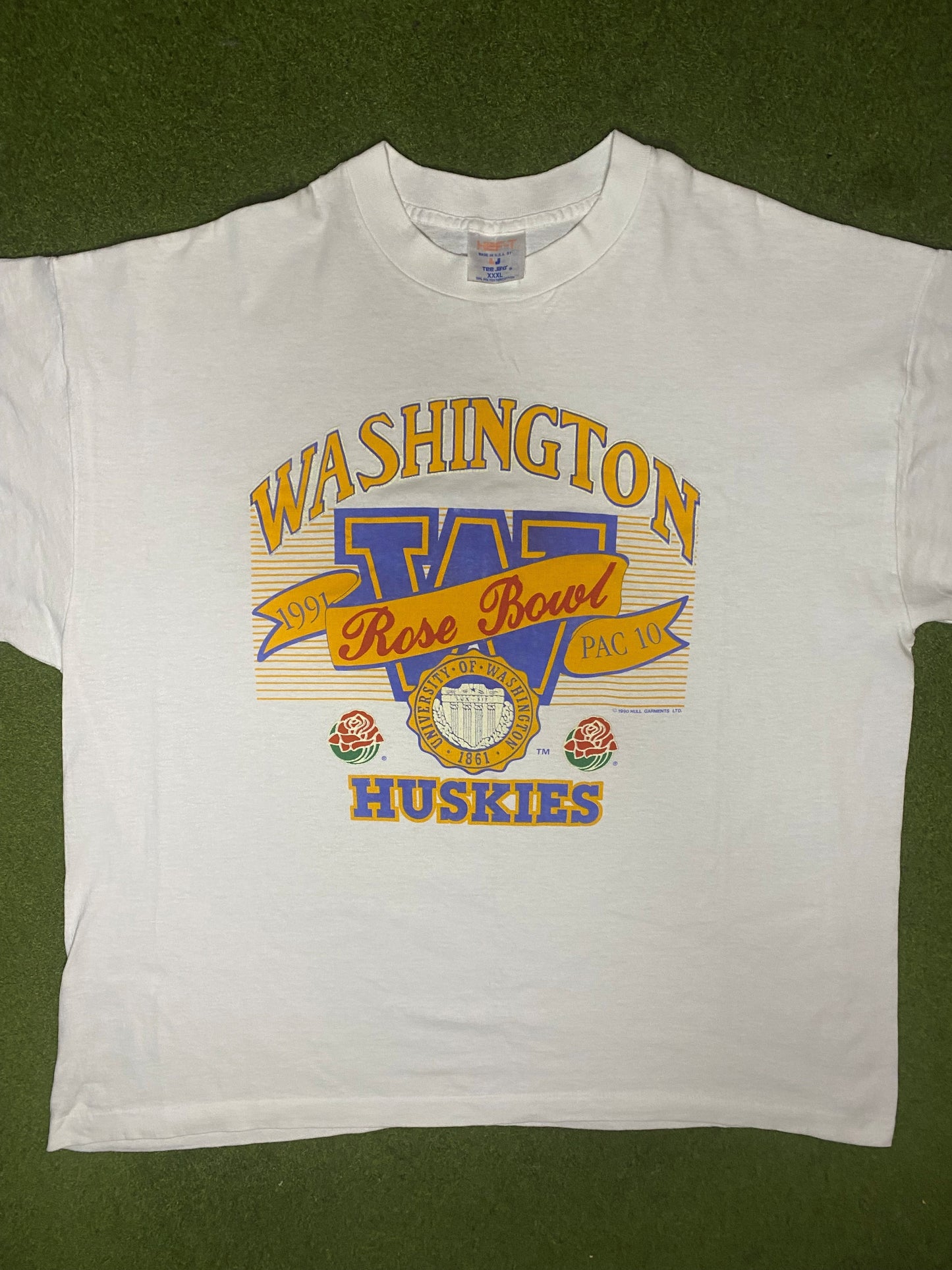 1991 Washington Huskies - Rose Bowl - Vintage College T-Shirt (3XL) - Gametime Vintage