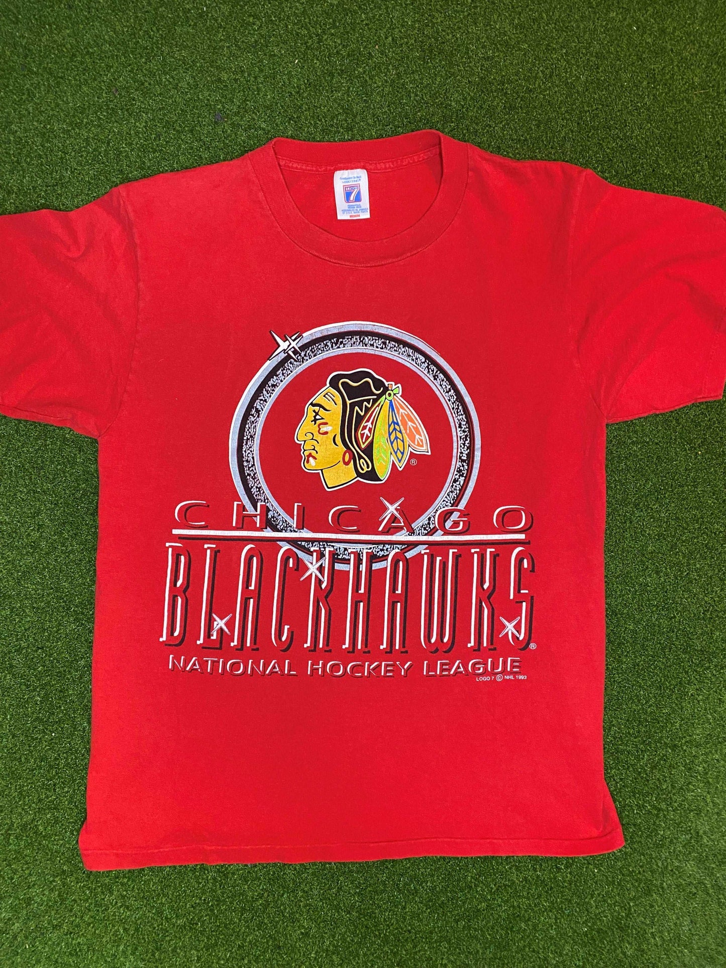 1992 Chicago Blackhawks - Big Logo - Vintage NHL Tee Shirt (Medium) - Gametime Vintage