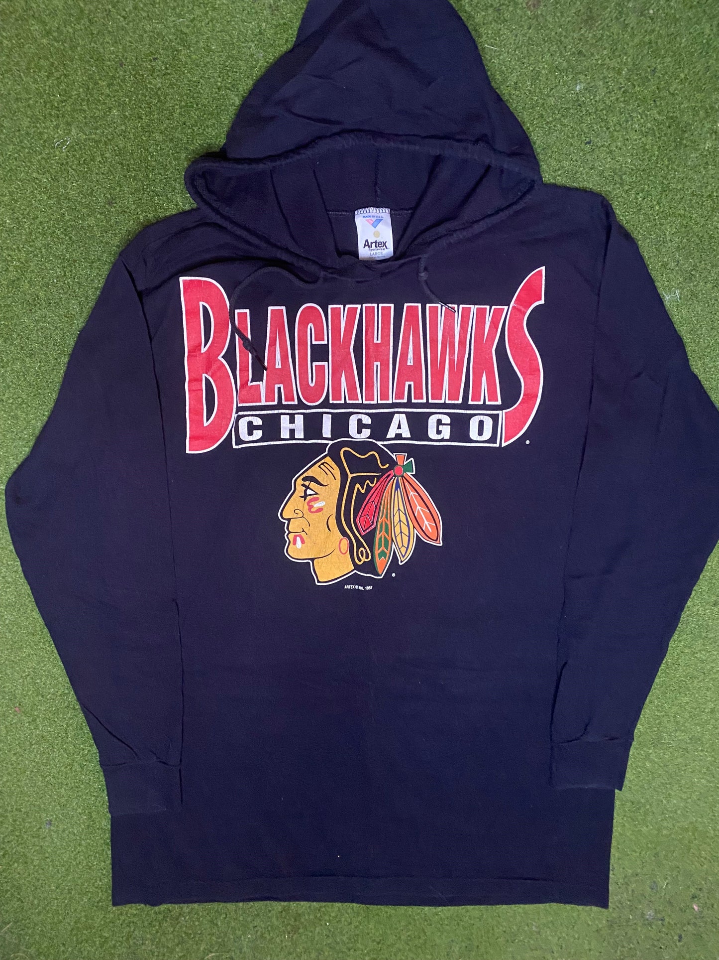 1992 Chicago Blackhawks - Vintage NHL Hoodie (Large) - Gametime Vintage