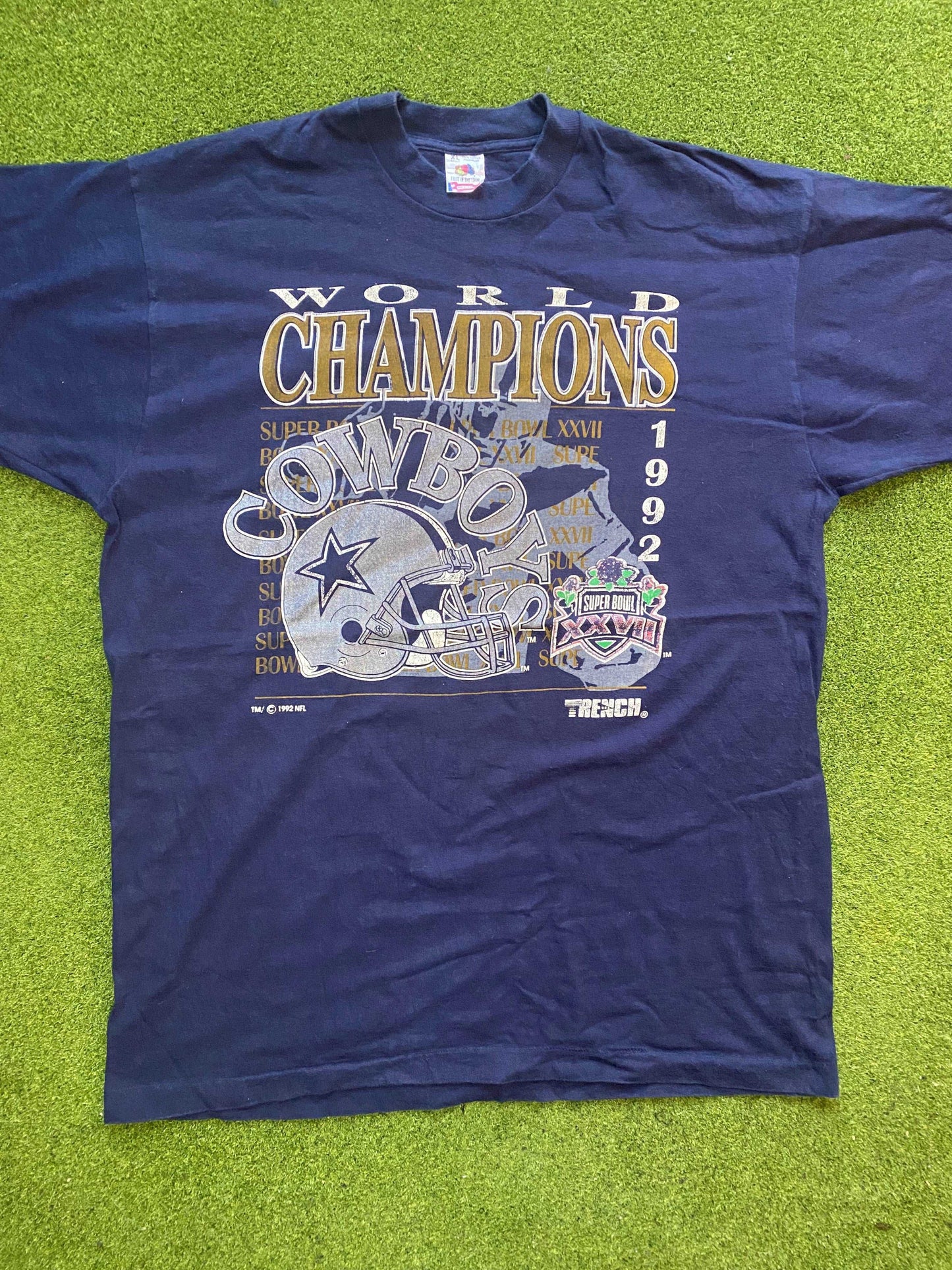 1992 Dallas Cowboys - World Champions - Vintage NFL T-Shirt (XL) - Gametime Vintage