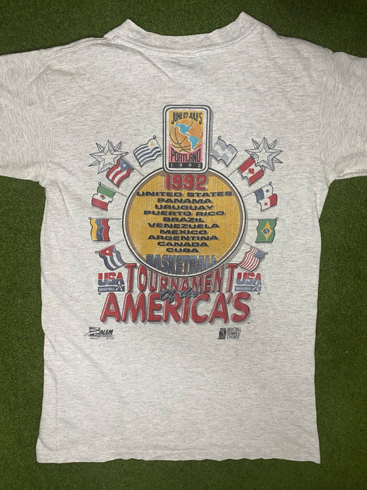 1992 USA Basketball - Dream Team - Double Sided - Vintage NBA T-Shirt (Small) - Gametime Vintage