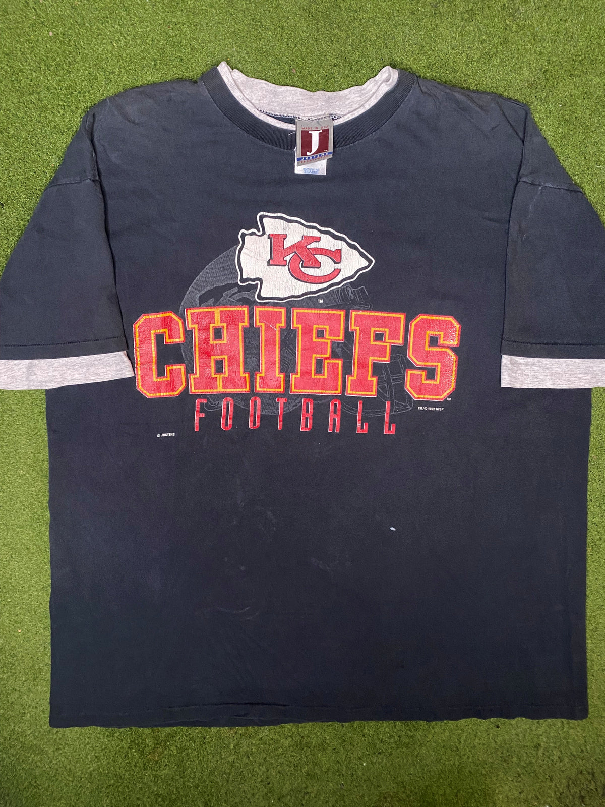 1992 堪萨斯城酋长队 - 复古 NFL Ringer T 恤衫 (XL)