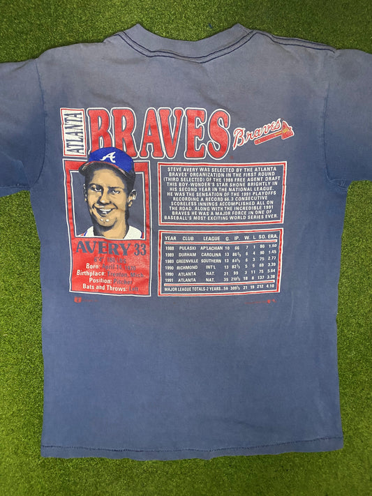 1992 Atlanta Braves - Steve Avery - Vintage MLB Player T Shirt (Medium) - Gametime Vintage