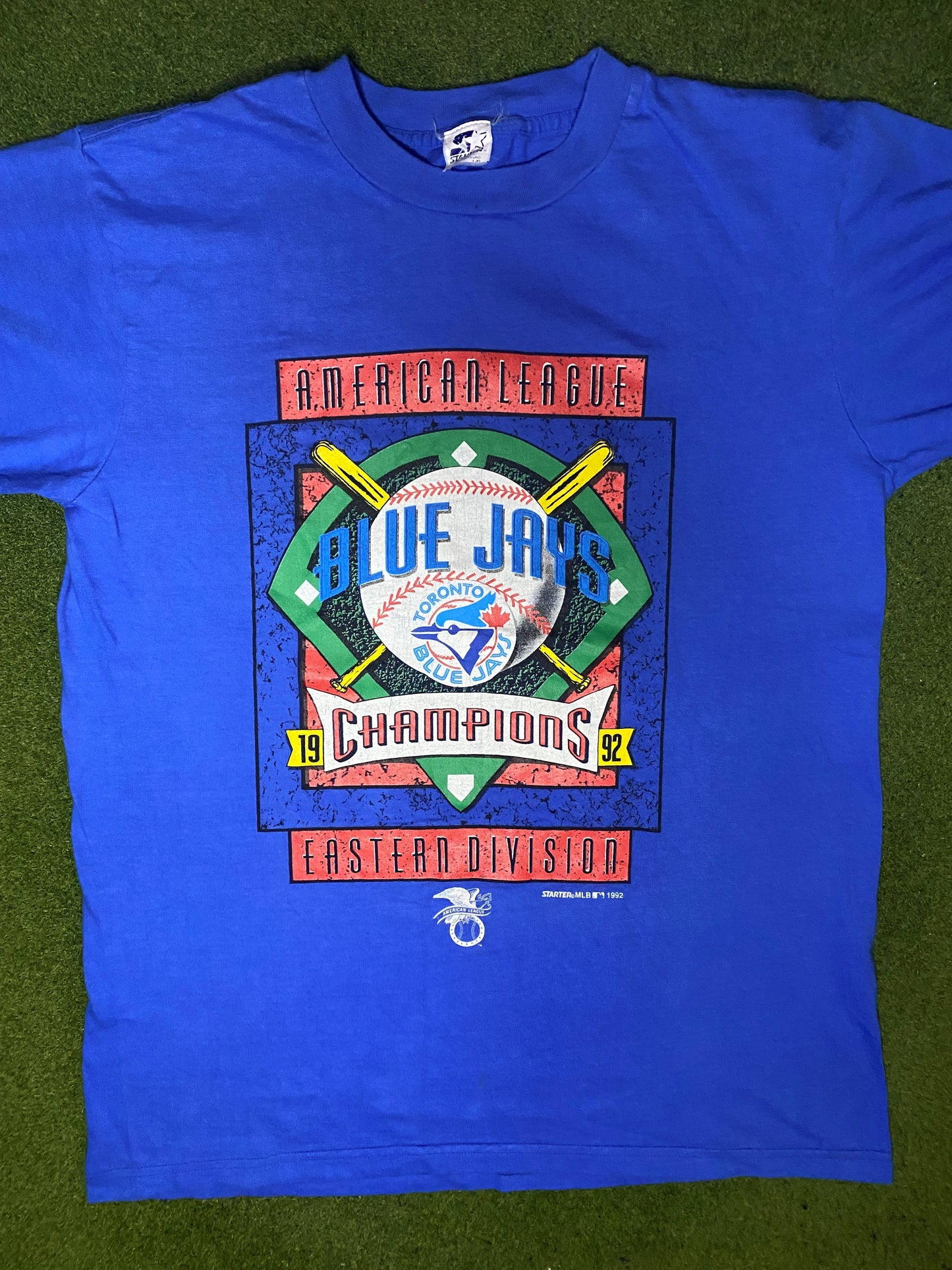 1992 Toronto Blue Jays - AL Champions - Vintage MLB T Shirt (Large) - Gametime Vintage