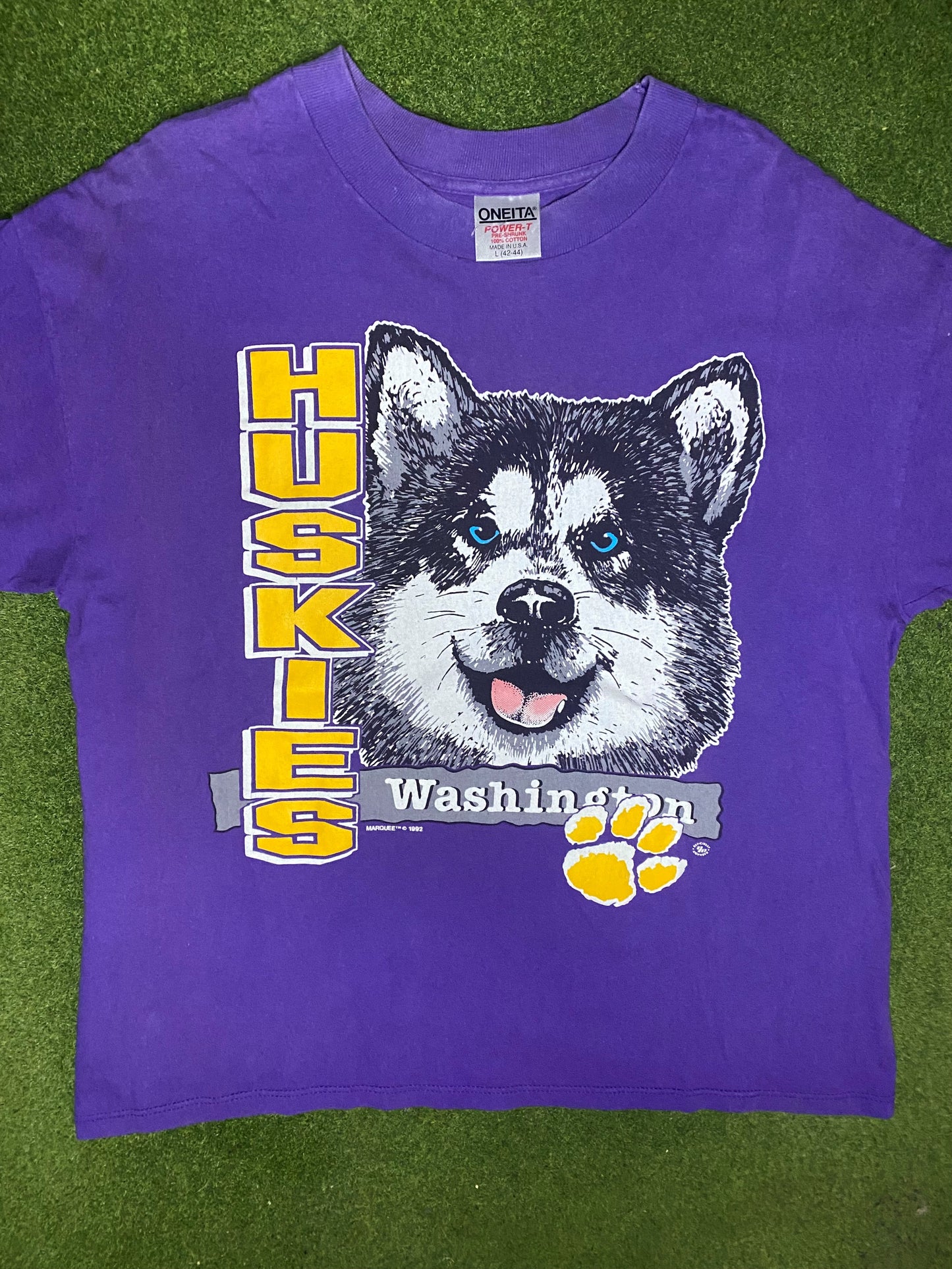 1992 Washington Huskies - Vintage College T-Shirt (Large) - Gametime Vintage