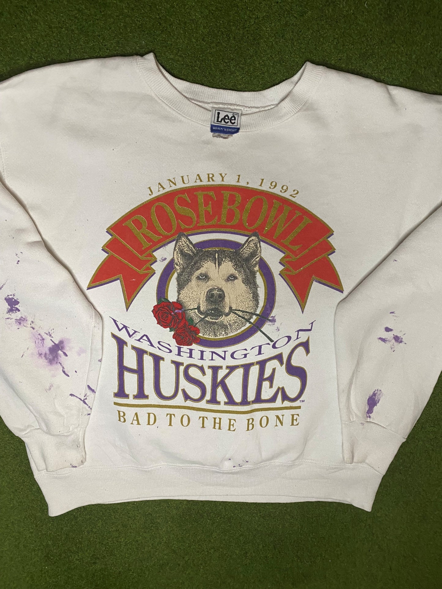 1992 Washington Huskies - Rose Bowl - Vintage College Sweatshirt (Large) - Gametime Vintage
