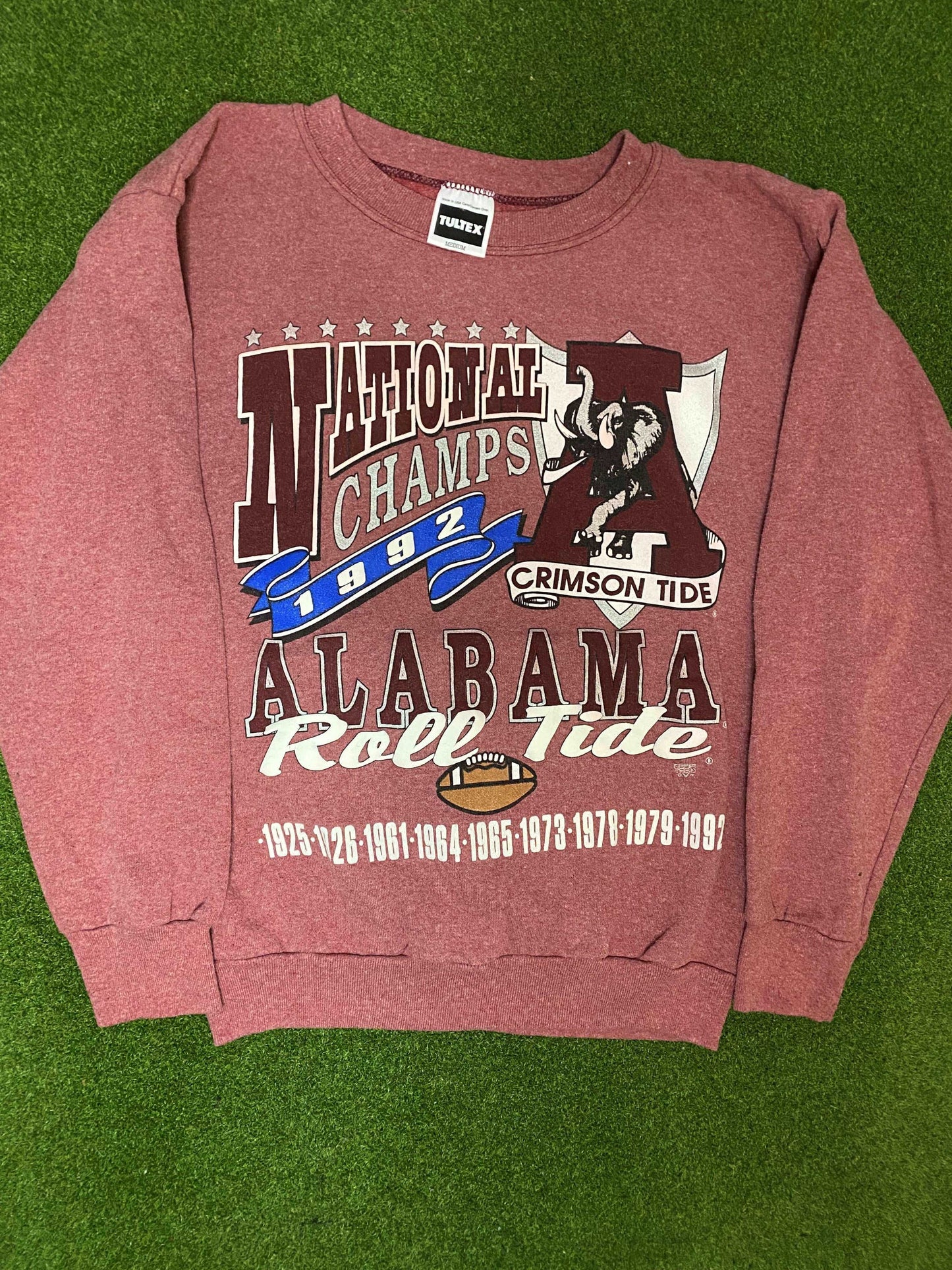 1992 Alabama Crimson Tide - National Champs - Vintage College Football Crewneck Sweatshirt (Medium) - Gametime Vintage
