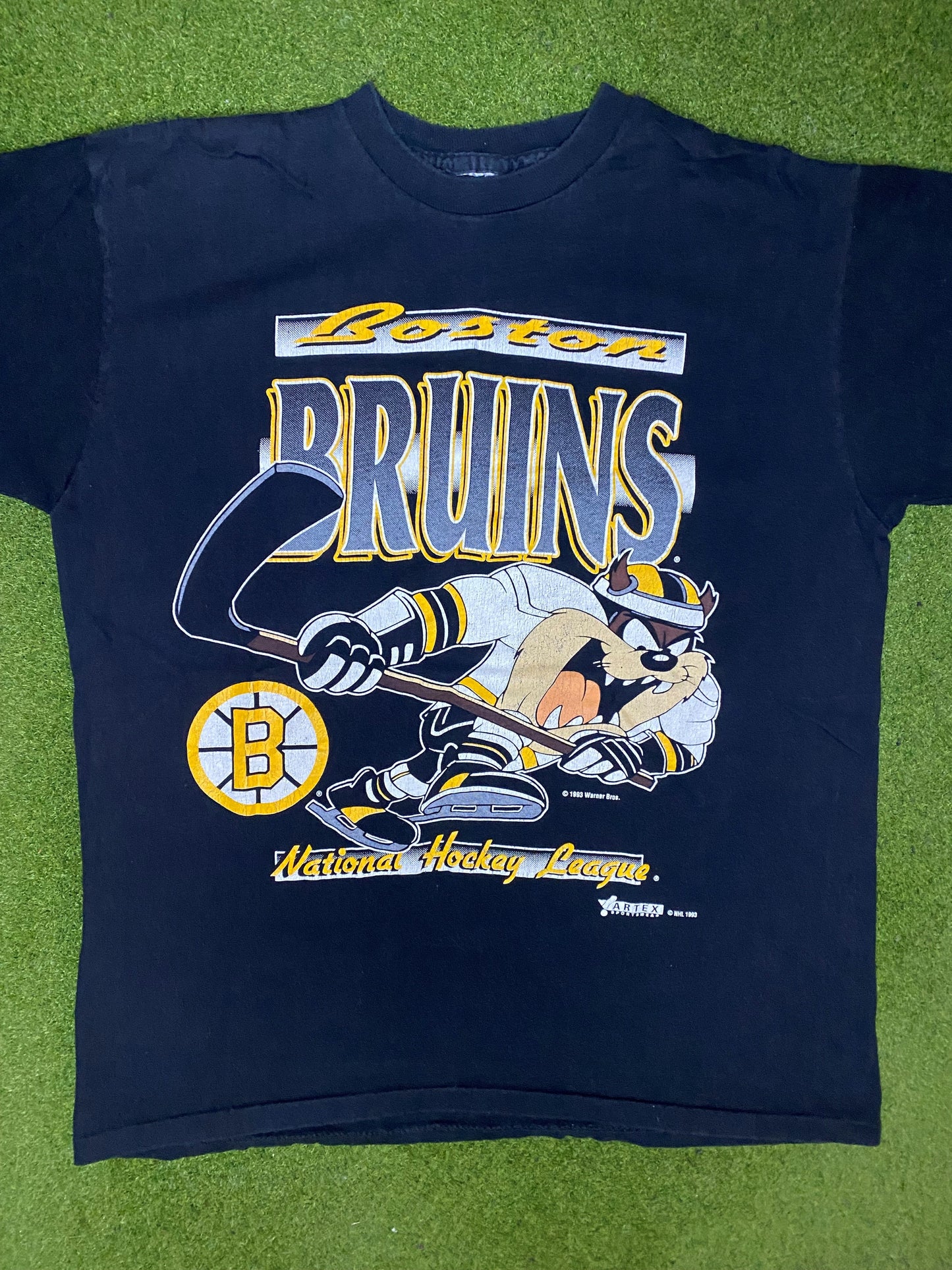 1993 Boston Bruins - Taz - Vintage NHL T-Shirt (Medium) - Gametime Vintage
