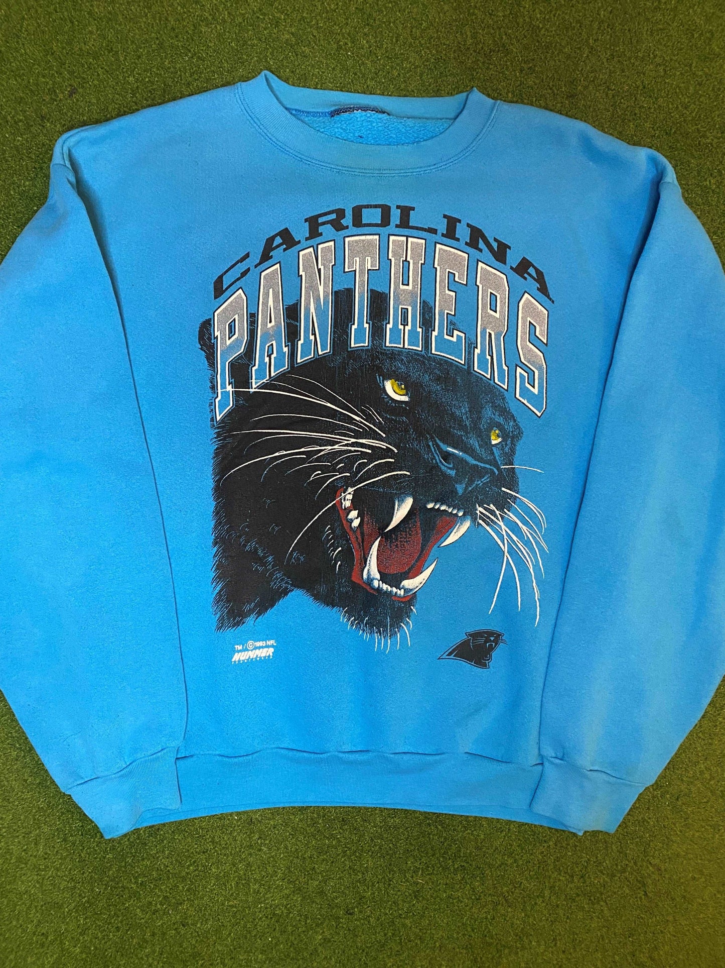 1993 Carolina Panthers - Big Cat - Vintage NFL Sweatshirt (Large) - Gametime Vintage