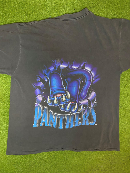 1993 Carolina Panthers - Break Thru Double Sided - Vintage NFL T-Shirt (XL) - Gametime Vintage