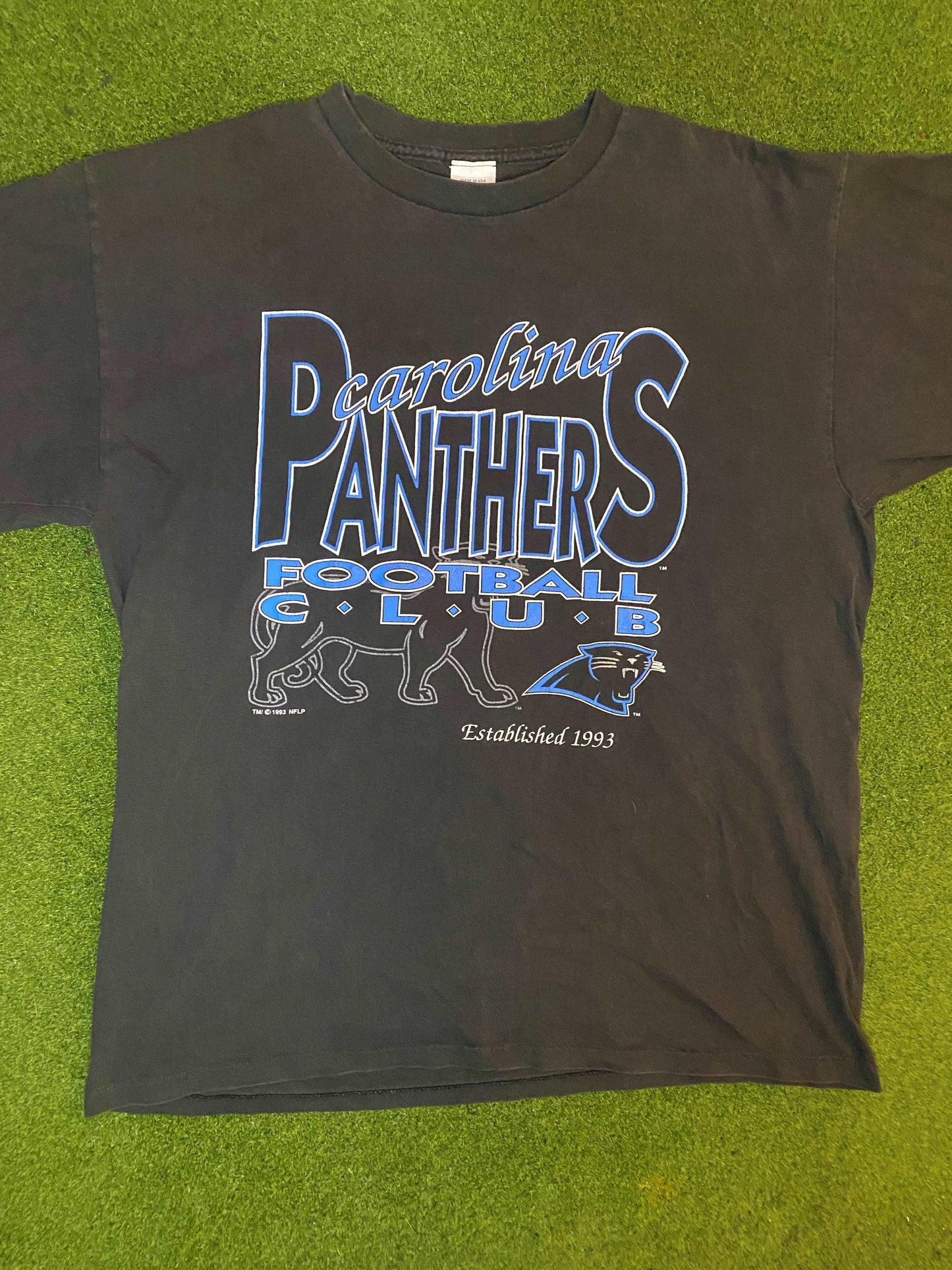 1993 Carolina Panthers - Football Club - Vintage NFL T-Shirt (Large) - Gametime Vintage