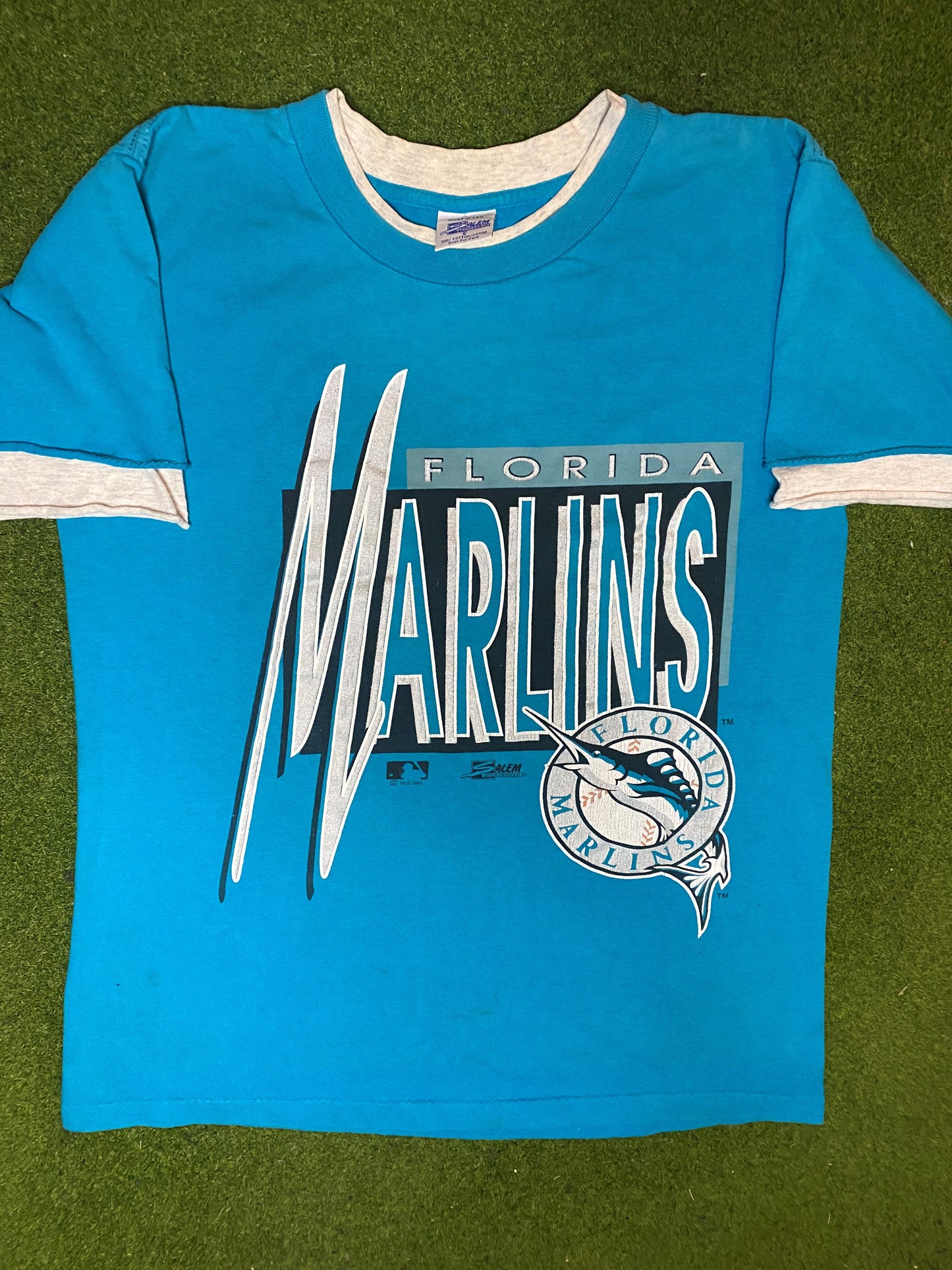 1993 Florida Marlins - Vintage MLB Ringer T-Shirt (Small) - Gametime Vintage
