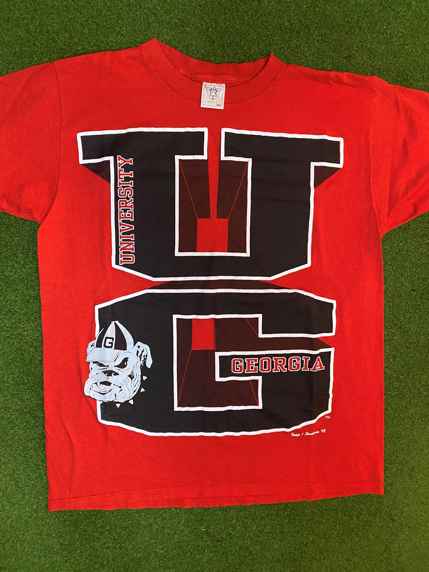 1993 Georgia Bulldogs - Vintage College T-Shirt (Large) - Gametime Vintage
