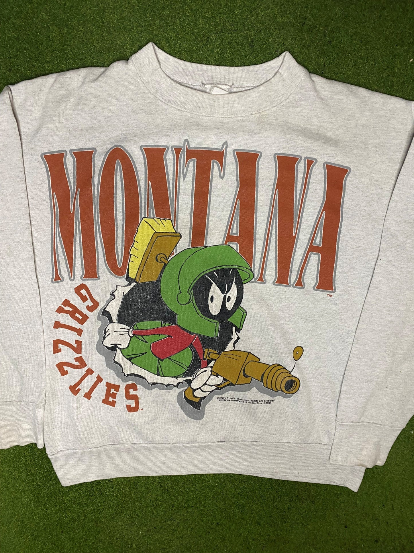 1993 Montana Grizzlies - Marvin the Martian - Vintage College Sweatshirt (Medium) - Gametime Vintage