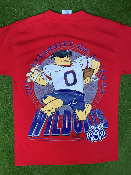 1994 Arizona Wildcats - Fred Flintstone - Vintage College Football T Shirt (Medium) - Gametime Vintage