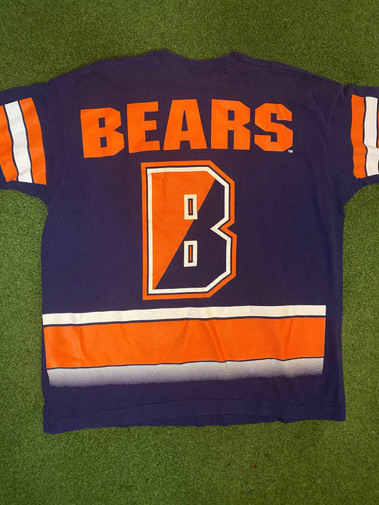 1994 Chicago Bears - Print All Over - Double Sided - Vintage NFL Tee Shirt (XL) - Gametime Vintage