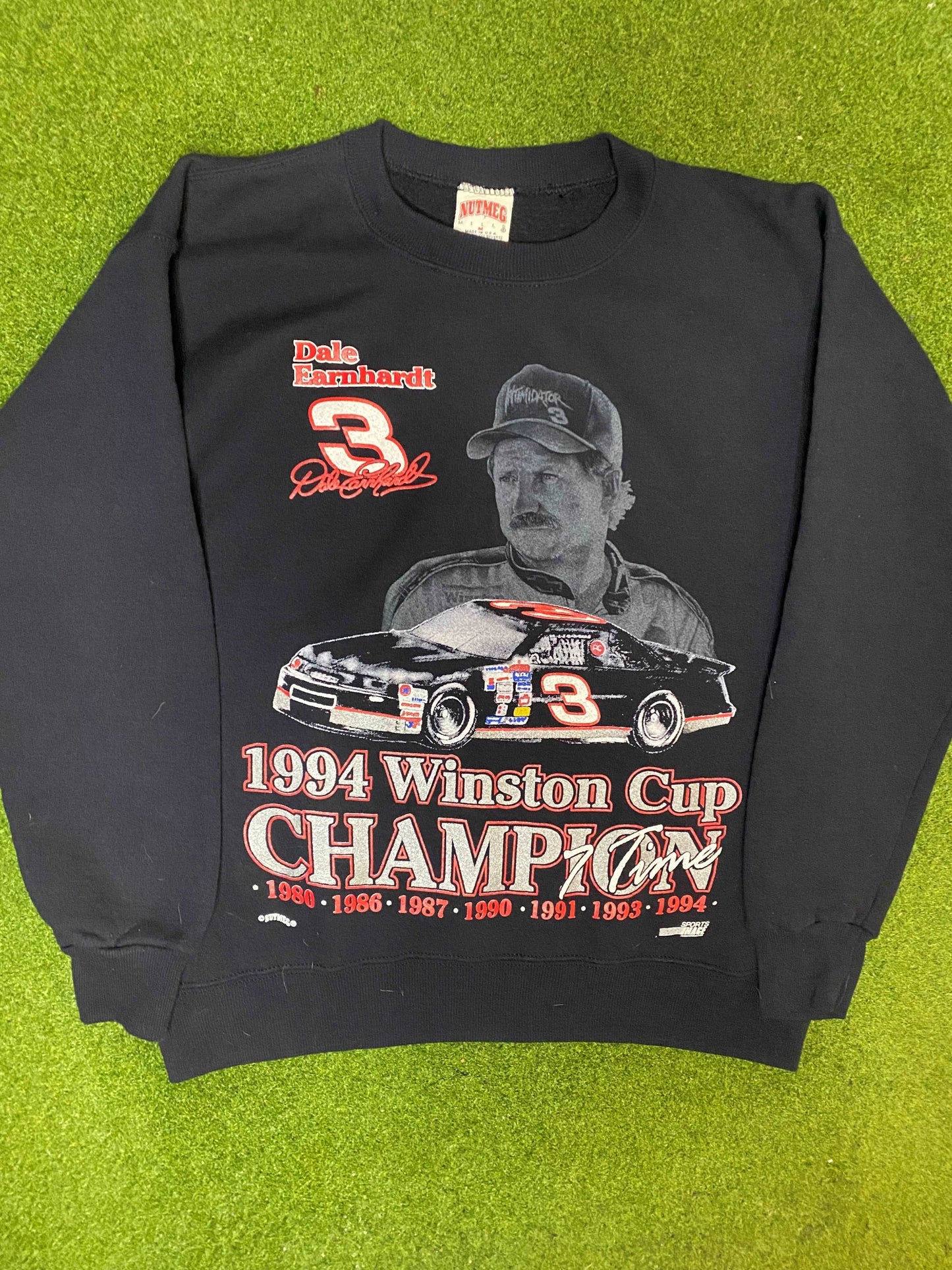 1994 Dale Earnhardt - 7x Winson Cup Champion - Vintage NASCAR Crewneck Sweatshirt (Medium) - Gametime Vintage