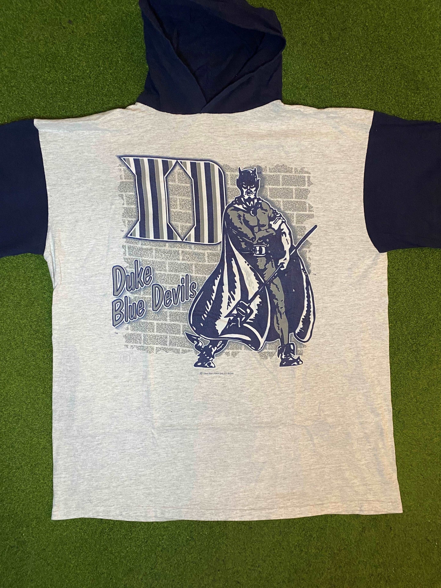 1994 Duke Blue Devils - Vintage College Short Sleeve Hoodie (XL) - Gametime Vintage