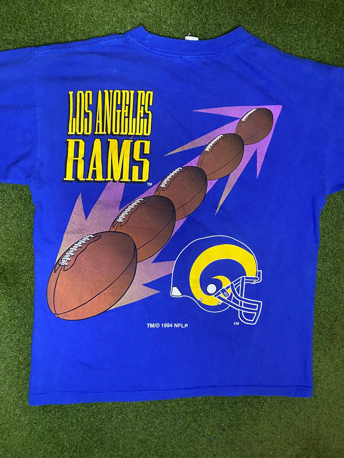 1994 Los Angeles Rams - Double Sided - Vintage NFL T-Shirt (Large) - Gametime Vintage