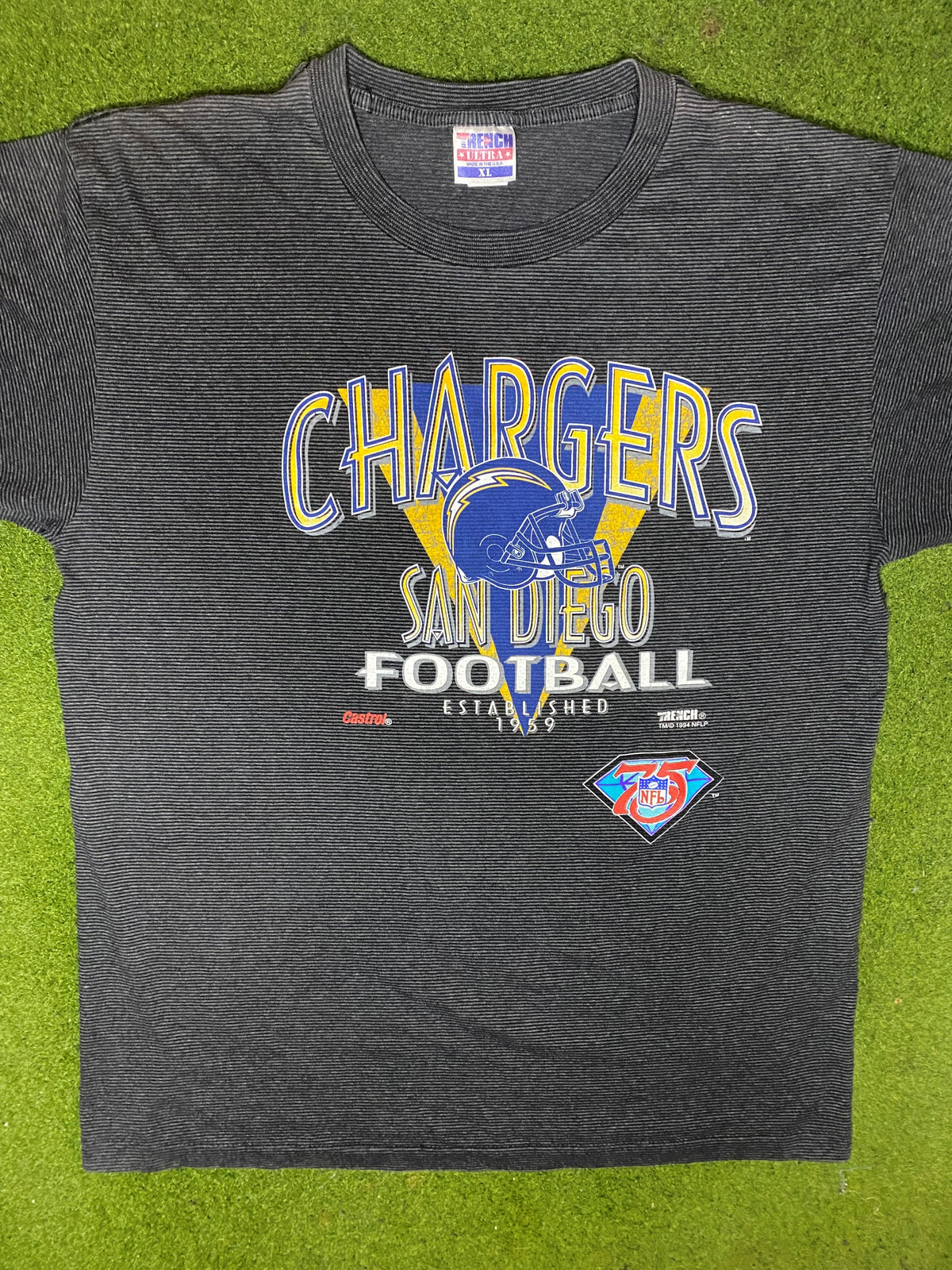 1994 San Diego Chargers - 75th Anniversary - Vintage NFL T-Shirt (XL) - Gametime Vintage